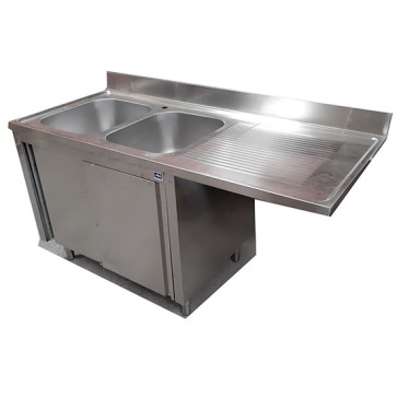 lavello armadiato per incasso lavastoviglie con porte scorr., 2 v. a sx, 1600x700 mm - DANNEGGIATO