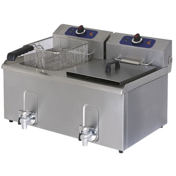 Friggitrice elettrica professionale da banco, cap. olio 8+8 Lt. con rubinetto di scarico.