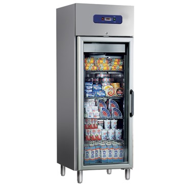Armadio Frigorifero da 400 litri in inox con porta in vetro, 46x48,5 cm, -2°/+8°C