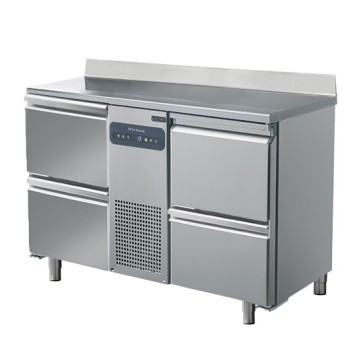 Tavolo refrigerato con 2 kit cassetti da 1/2 , con alzatina, -2°/+8°C