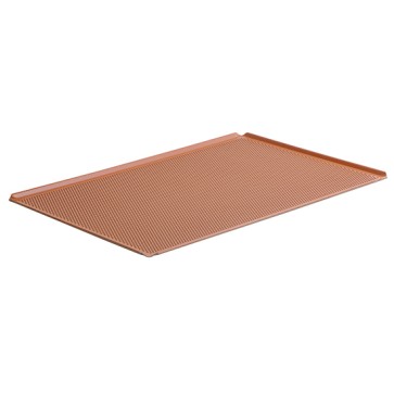 Teglia in alluminio non rivestita, GN 1/1 - 4 bordi 45°, silicone, perforata