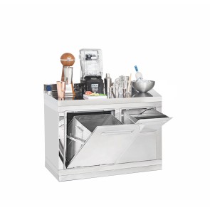 Banco bar neutro 2 vani con tramogge basculanti per battifondo e tramoggia rifiuti