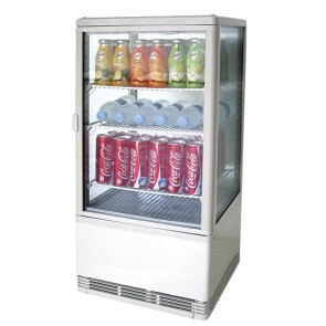 Vetrina refrigerata professionale verticale a 3 ripiani, 70 litri, colore bianco porte battenti.