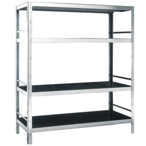 Scaffale in acciaio inox con 4 ripiani, 2000x500x1800 mm - DANNEGGIATO