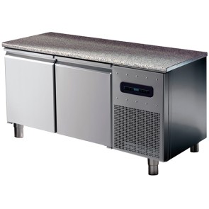 Tavolo congelato pasticceria hccp sistem 2 porte con 6 guide 60x40 e 2c griglie con piano in granito
