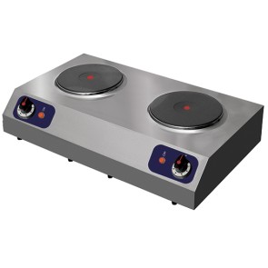 Piano di cottura professionale elettrico da banco, 2 piastre tonde 2 kw. da banco