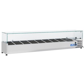 Vetrina portabacinelle refrigerata per incredienti 3 per bacinelle L. 2000 mm - Cap. 10x GN1/4