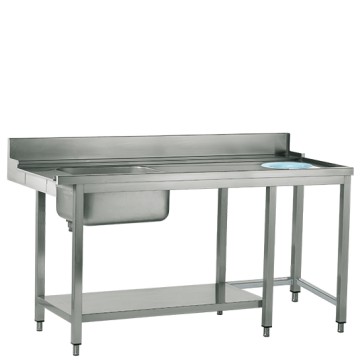 Tavolo ingresso sinistro con vasca a destra e foro rifiuti, larghezza=1800 mm - SHOWROOM