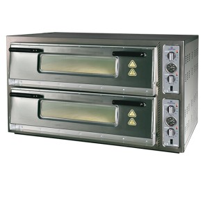 Forno pizza elettrico da 6+6 pizze ø30 cm, controllo meccanico