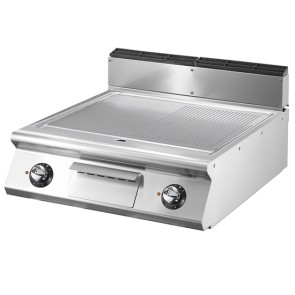 Fry-top elettrico versione top, piastra 2/3 liscia e 1/3 rigata, TERMA PLUS