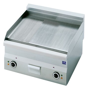 fry top elettrico da banco, piastra liscia e rigata