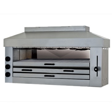 Churrascogrill a gas con 3 lati chiusi e 3 bruciatori, griglia 630x530 mm