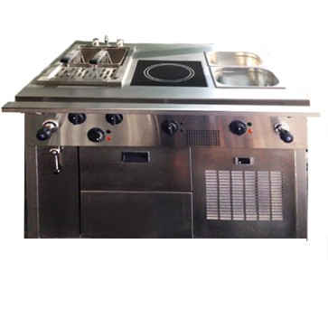 Pasta station a induzione con cuocipasta aut. Bagno maria e base refrigerata usato fiera
