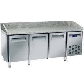 Tavolo Refrigerato Pizza 600x400 con 3 porte e piano in granito