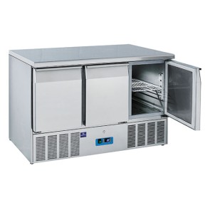 Banco refrigerato professionale con piano inox e vano refrigerato 3 porte - GN1/1 +4/+10°C