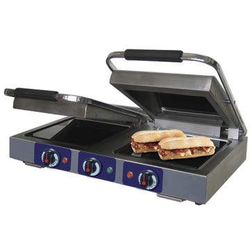 Grill a contatto doppia panini - piastre lisce vetroceramica. 2x 250 x 250 mm