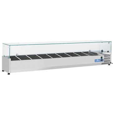 Vetrina portabacinelle refrigerata per incredienti 3 per bacinelle L. 2000 mm - Cap. 10x GN1/4