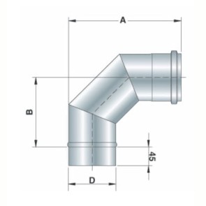 Curva inox 90° monoparete ø200mm.