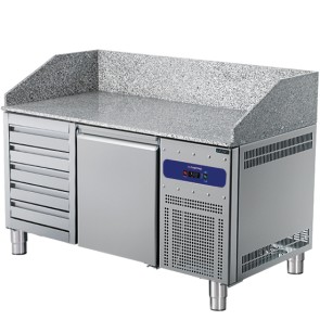 Banco pizza 1600 mm a 1 porta 600x400 mm, 5 cassetti EN