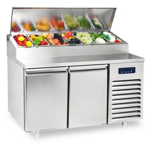 Tavolo di preparazione refrigerato a 2 porte 600x400 mm, 8x GN 1/3 h=150 mm, 0°/+10°C