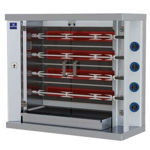 Girarrosto elettrico professionale verticali ad asta con illuminazione interna,4 spiedi x 20 polli