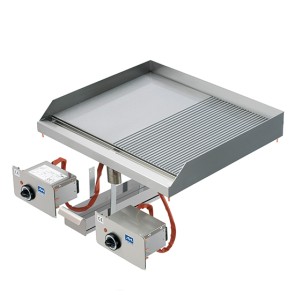 fry top elettrico ad incasso, piastra liscia e rigata