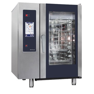 Forno combinato a gas a vapore con boiler e sistema di lavaggio automatico, 10x GN 1/1