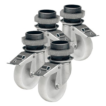 Kit ruote 2+2 con freno (solo per apparecchiature con base)
