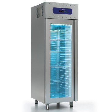 Armadio frigorifero ventilato con porta in vetro,,hccp 700 lt temp. -2/+8°c