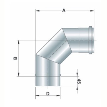 Curva inox 90° monoparete ø200mm.